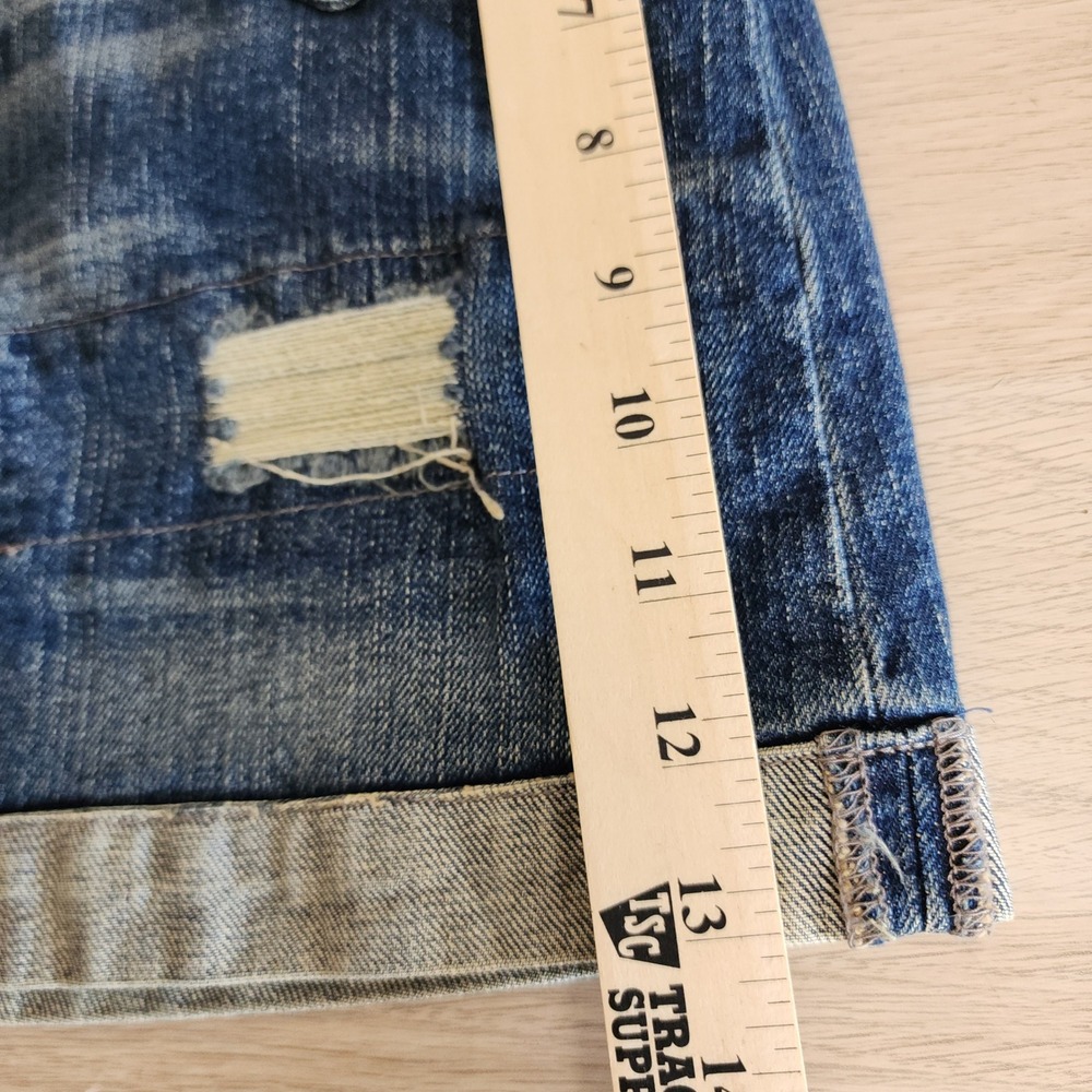 Southern Thread Denim Mini‎ Skirt Blue Distressed Womens Size 26 Western Cowgirl - Picture 16 of 16